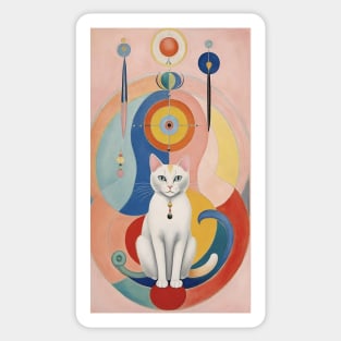 Hilma af Klint's Abstract Feline Wonderland: Whimsical Reverie Sticker